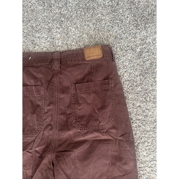 American Eagle Baggy Mom Pant Corduroy High Rise Brown/Red Size 0 Raw Hem Fall - Picture 13 of 14